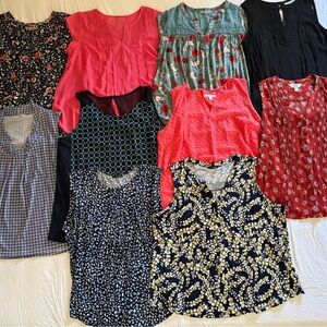 10 women’s blouses size 1x, Danielrainn, Papermoon, Hawthorn, Market Spruce